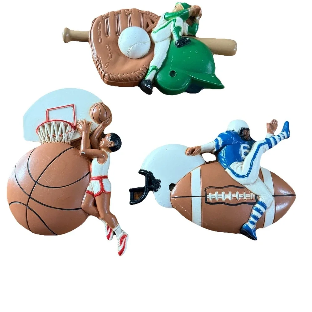 Sports Wall Decor‎ Set of 3 Vintage 1991 Burwood Football Basketball Baseball